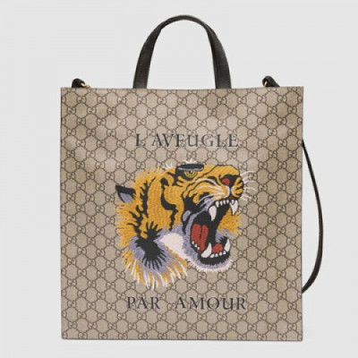 [구찌] 타이거 프린트 소프트 GG 수프림 남성용 450950 토트백 gu0008b - Gucci Tiger Print Soft GG Supreme Mens Tote Bag