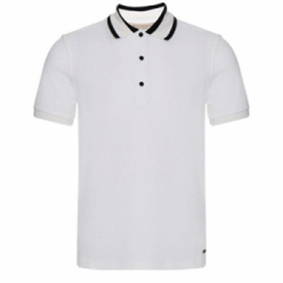 [버버리] 버버리 스트라이프 칼라 코튼 피케 화이트 40279351 남성용 폴로 셔츠 bb0007f - Striped Collar Cotton Pique Polo Shirt in White