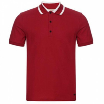 [버버리] 버버리 스트라이프 칼라 코튼 피케 래드 40286981 남성용 폴로 셔츠 bb0008f - Striped Collar Cotton Pique Polo Shirt in Red