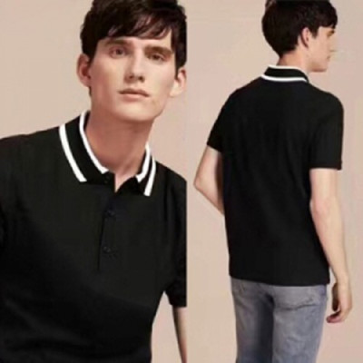 [버버리] 버버리 스트라이프 칼라 코튼 피케 블랙 40283191 남성용 폴로 셔츠 bb0010f - Striped Collar Cotton Pique Polo Shirt in Black