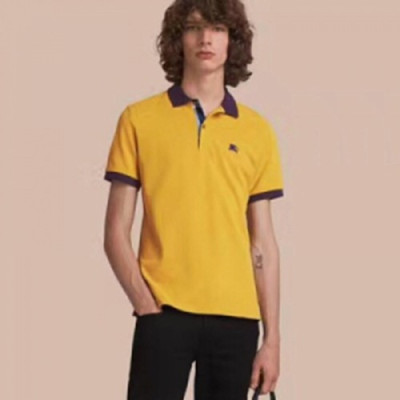 [버버리] 투톤 체크 플래킷 코튼 피케 폴로셔츠 옐러우 40505171 남성용 폴로 셔츠 bb0013f - Burberry Two-tone Check Placket Cotton Pique Polo Shirt in Yellow