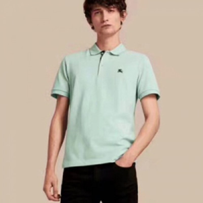 [버버리] 체크 엠브로이더리 플래킷 코튼 피케 라이트 그린 40437471 남성용 폴로 셔츠 bb0018f - Burberry Printed Check Placket Cotton Pique Polo Shirt in Light Green