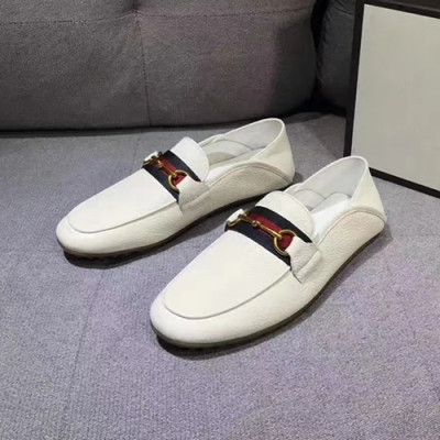 [구찌] 화이트 유팁 모카신 레더 남성용 신발 신발 gu0005x - Gucci White U-Tip Mokasin Leather Mens Shoes