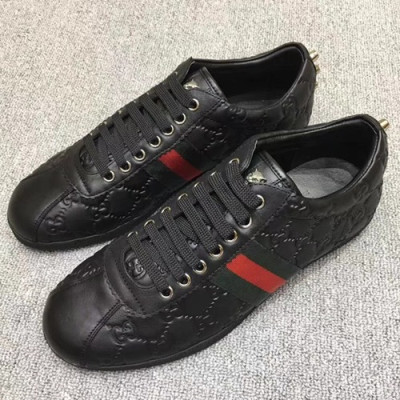 [구찌] 삼선포인트 가죽 블랙 남성용 스니커즈 gu0019x - Gucci Black Leather Mens Sneakers