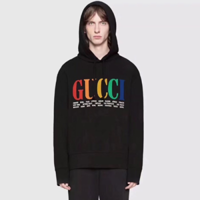 Gucci 2018 Logo Dpper  Dan Cotten Hood  Tee - 구찌 로고 코튼 후드티 Guc004x.Size(m- 3xl).블랙
