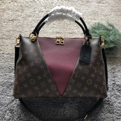 Louis Vuitton MonogramV Tote Shoulder Bag,36cm - 루이비통 모노그램 브이 토트숄더백,M43966,LOUB0347, 36cm,브라운+와인