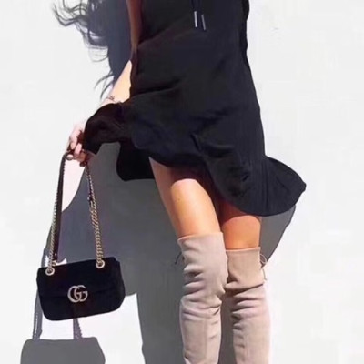 Gucci GG Marmont Matlase Velvet Women Shoulder Bag,22CM - 구찌 GG 마몬트 마틀라세 벨벳 여성용 숄더백 446744, GUB0050,22CM