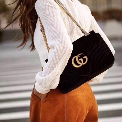 Gucci GG Marmont Matlase Velvet Women Shoulder Bag,26CM - 구찌 GG 마몬트 마틀라세 벨벳 여성용 숄더백 443497, GUB0051,26CM