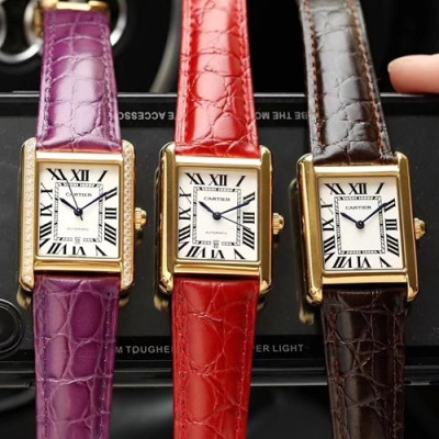 CARTIER LADIES TANK VERSION AUTOMATIC - 까르띠에 레이디스 TANK 버전 오토매틱,3색(브라운,퍼플,레드)