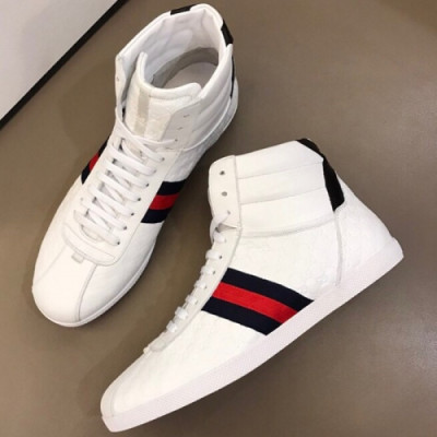 Gucci 2018 Mens Leather ACE Ankle Sneakers - 구찌 남성 에이스 레더 앵클 스니커즈 Guc0114x.Size(240 - 275).화이트