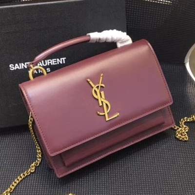 Saint Laurent Women Sunset Monogram Mini Chain Shoulder Bag  ,19CM - 입생로랑 여성용 선셋 모노그램 미니 체인 숄더백 533026 ,SLB0061,19CM,레드