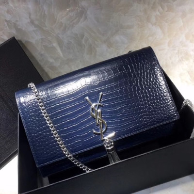 Saint Laurent Women Tassel Chain Satchel Shoulder Bag,24CM - 입생로랑 여성용 태슬 체인 사첼 숄더백 354119,SLB0151,24CM,블루