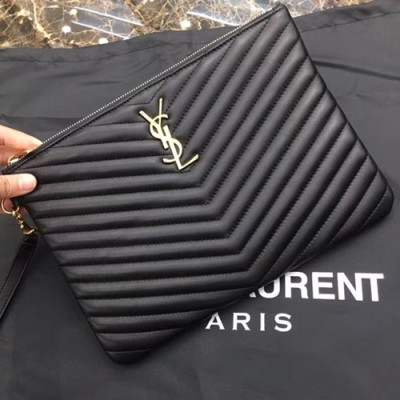 Saint Laurent Women Monogram Matelasse Clutch Bag,24CM - 입생로랑 여성용 모노그램 마틀라세 클러치백 379039, SLB0205,24CM,블랙