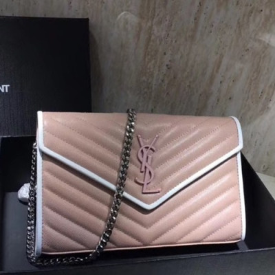 Saint Laurent Women Monogram Chain Shoulder Bag,22.5 CM - 입생로랑 여성용 모노그램 체인 숄더백 360452, SLB0214, 22.5CM,핑크