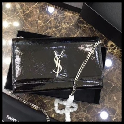 Saint Laurent Women Chain Satchel Shoulder Bag,24CM - 입생로랑 여성용 체인 사첼 숄더백 326076, SLB0218,24CM,블랙(은장),유광