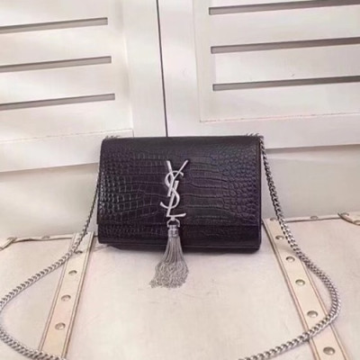 Saint Laurent Women Kate Monogram Tassel Chain Shoulder Bag,20CM - 입생로랑 여성용 케이트 모노그램 태슬 체인 숄더백 474366, SLB0219,20CM,블랙(은장)