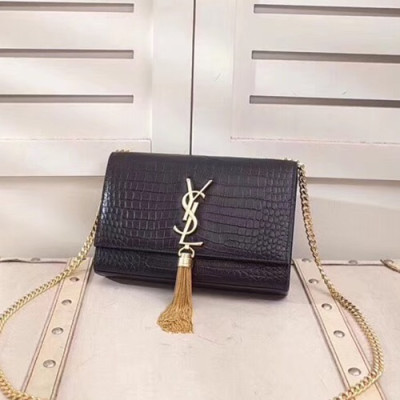 Saint Laurent Women Kate Monogram Tassel Chain Shoulder Bag,20CM - 입생로랑 여성용 케이트 모노그램 태슬 체인 숄더백 474366, SLB0220,20CM,블랙(금장)