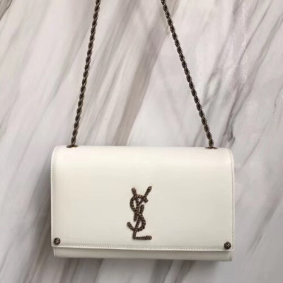 Saint Laurent Women Chain Satchel Shoulder Bag,24CM - 입생로랑 여성용 체인 사첼 숄더백 326076, SLB0223,24CM,화이트