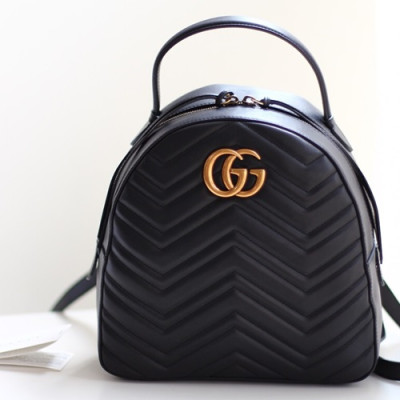 Gucci Marmont Matlase Women Leather Back Pack,22.5CM - 구찌 마몬트 마틀라세 여성용 가죽 백팩 476671, GUB0087,22.5CM,블랙