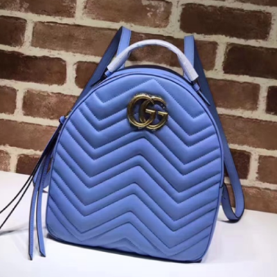 Gucci Marmont Matlase Women Leather Back Pack,22.5CM - 구찌 마몬트 마틀라세 여성용 가죽 백팩 476671, GUB0090,22.5CM,블루