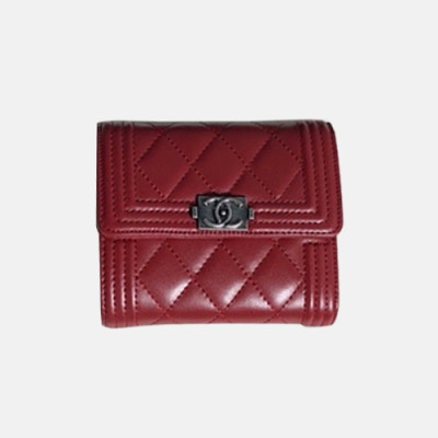 Chanel 2018 Boy Lambskin Small wallet A84073 - 샤넬 램스킨 스몰 월릿 보이 엔틱은장 Cnl0033x.Size10cm.레드