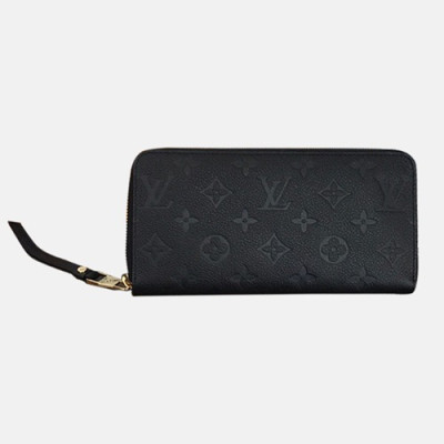 Louis Vuitton Women Black Leather Wallet Long Purse M60571- 루이비통 앙프렝뜨 지퍼 장지갑  LOU0248 19CM