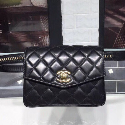 Chanel Women Leather Belt Bag ,18CM - 샤넬 여성용 레더 벨트백,CHAB0165,18CM,블랙