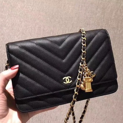 Chanel 2018/2019 WOC Chain Cross Bag,19CM - 샤넬 2018/2019 WOC 체인 크로스백, CHAB0213,19CM,블랙