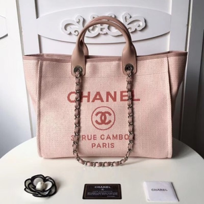 Chanel 2018 Canvas Deauville Tote Shoulder Bag,39CM - 샤넬 2018 캔버스 도빌 토트 숄더백 CHAB0294,39CM,핑크