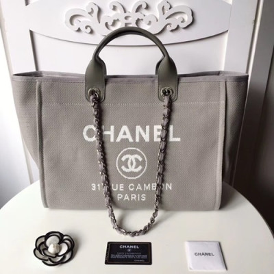 Chanel 2018 Canvas Deauville Tote Shoulder Bag,39CM - 샤넬 2018 캔버스 도빌 토트 숄더백 CHAB0295,39CM,그레이