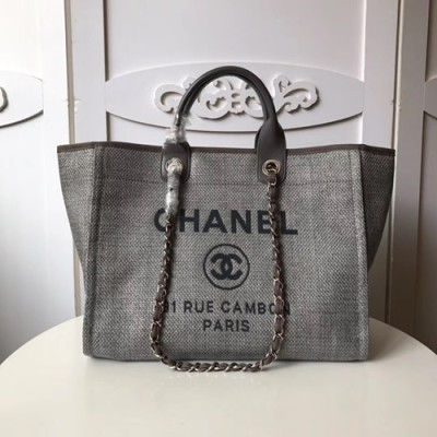 Chanel 2018 Canvas Deauville Tote Shoulder Bag,39CM - 샤넬 2018 캔버스 도빌 토트 숄더백 CHAB0296,39CM,그레이