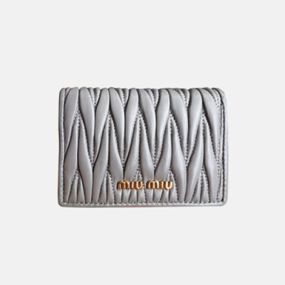 18/19 MiuMiu Ladies Matelassé Logo Small Wallet 5MV204 - 미우미우 마테라쎄 로고 남자 반지갑 MIU0074X  8CM