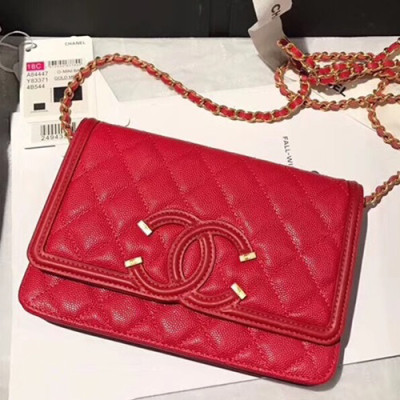 Chanel 2018 WOC Leather Chain Cross Bag ,19.5CM - 샤넬 2018 WOC 레더 체인 크로스백,CHAB0410,19.5CM,레드