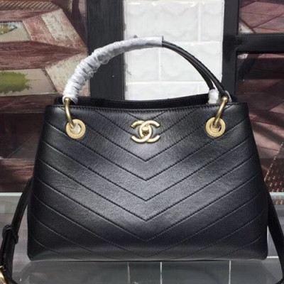 Chanel Women Leather Tote Shoulder Bag ,28CM - 샤넬 여성용 레더 토트 숄더백,CHAB0440,28CM,블랙