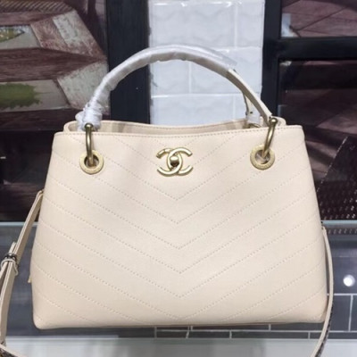 Chanel Women Leather Tote Shoulder Bag ,28CM - 샤넬 여성용 레더 토트 숄더백,CHAB0442,28CM,아이보리