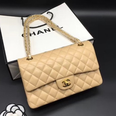 Chanel Women Leather Chain Shoulder Bag ,25CM - 샤넬 여성용 레더  체인 숄더백 1112 - CHAB0496,25CM,베이지(금장)