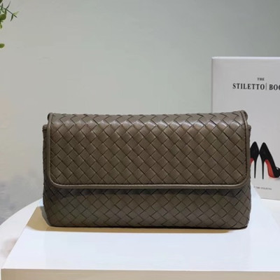 Bottega Veneta Leather Dark Khaki Women Chain Cross Bag,25cm - 보테가 베네타 레더 다크카키 여성용 체인 크로스백 1516-2,BVB0010,25cm