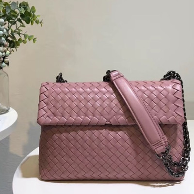 Bottega Veneta Leather Pink Olimpia Chain Shoulder Cross Bag,25cm - 보테가 베네타 레더 핑크 올림피아 체인 숄더 크로스백 6498-5,BVB0034,25cm