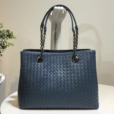 Bottega Veneta Leather Blue Women Tote Shoulder Bag,32cm - 보테가 베네타 레더 블루 여성용 토트 숄더백 3894-1,BVB0062,32cm