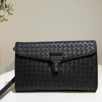 Bottega Veneta Leather Black Hand Bag,26cm - 보테가 베네타 레더 블랙 남성용 핸드백 BVB0090,26cm