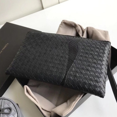 Bottega Veneta Leather Black Clutch Bag,26cm - 보테가 베네타 레더 블랙 남성용 클러치백 301207,BVB0099,26cm
