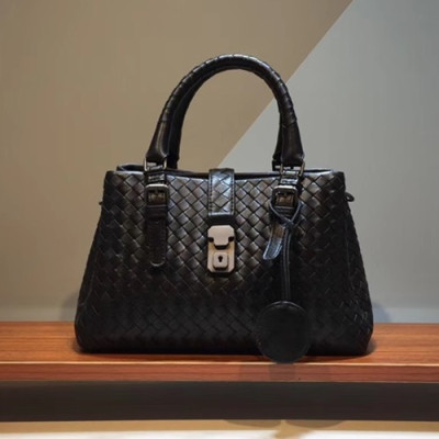 Bottega Veneta Leather Black Roma Small Tote Shoulder Bag,26cm - 보테가 베네타 레더 블랙 스몰 로마 토트 숄더백 7453-15,BVB0115,26cm