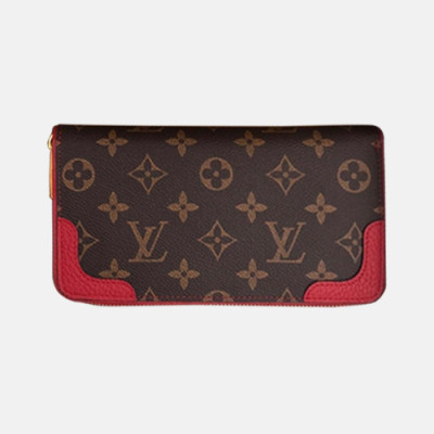 [매장판] Louis Vuitton 2018 Ladies Monogram Canvas Zippy Wallet M61187 - 루이비통 모노그램/로즈・브리《이에루》 더《피》・워렛 LOU0450 19.5CM
