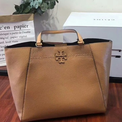 Tory Burch Leather Brown Mcgraw Carryall Tote Shoulder Bag,33cm - 토리버치 레더 브라운 맥그로우 캐리올 토트 숄더백 TBB0015,33cm