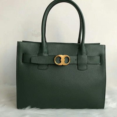 Tory Burch Leather Green Link Tote Bag,34cm - 토리버치 레더 그린 링크 토트백 TBB0035,34cm