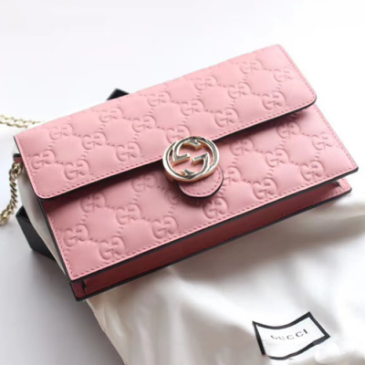 Gucci GG Jacquard Buckle Chain Shoulder Bag,19CM - 구찌 GG 자카드 버클 체인 숄더백 GUB0101 ,19cm,핑크
