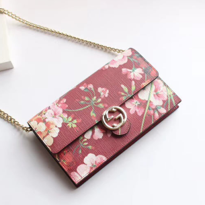 Gucci GG Flower Chain Shoulder Bag,19CM - 구찌 GG 플라워 체인 숄더백 GUB0102 ,19cm,핑크