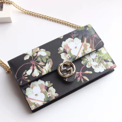 Gucci GG Flower Chain Shoulder Bag,19CM - 구찌 GG 플라워 체인 숄더백 GUB0103 ,19cm,블랙