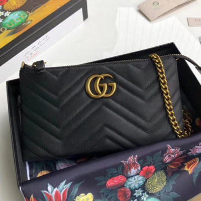 Gucci GG Mini Chain Shoulder Bag,21CM - 구찌 GG 미니 체인 숄더백 GUB0104 ,21cm,블랙