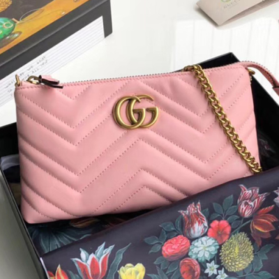 Gucci GG Mini Chain Shoulder Bag,21CM - 구찌 GG 미니 체인 숄더백 GUB0105,21cm,핑크